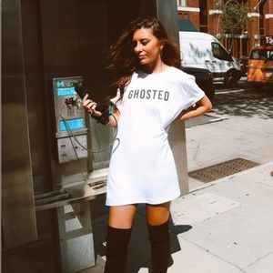 Tee Dress w/ “ghosted” in black letters